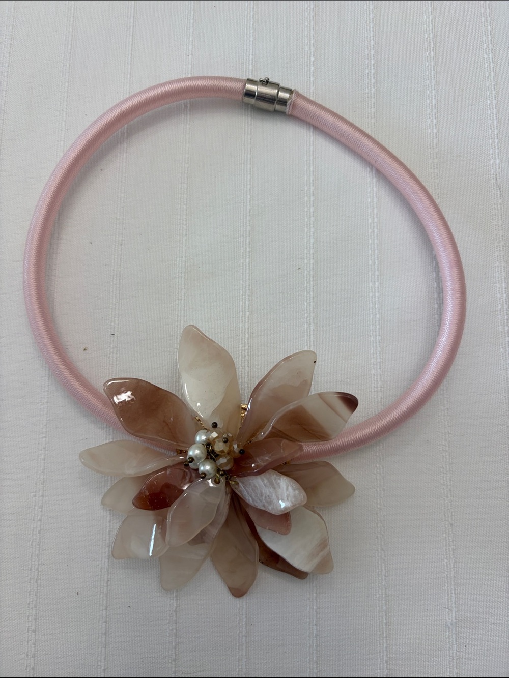 Pink Flower Statement Necklace - Unbranded